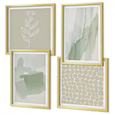 Abstract watercolor plants set of 4 wall art pieces