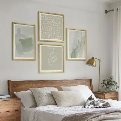 Abstract watercolor plants set of 4 wall art pieces