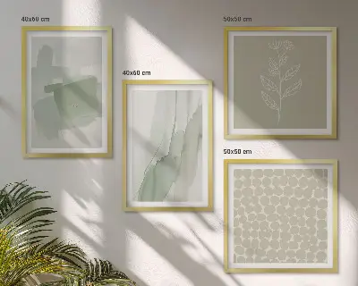 Abstract watercolor plants set of 4 wall art pieces