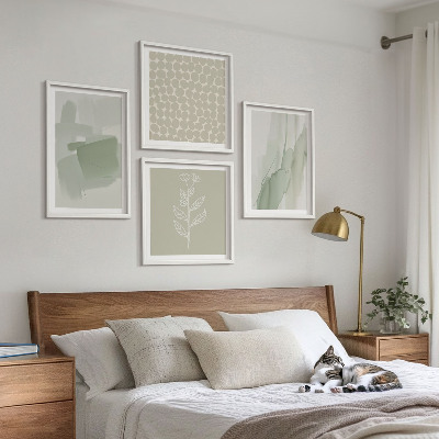 Set of 4 wall art pieces Abstract watercolor plants