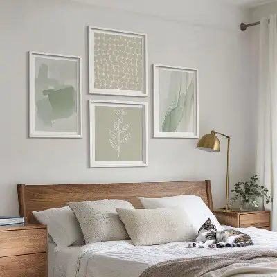 Abstract watercolor plants set of 4 wall art pieces