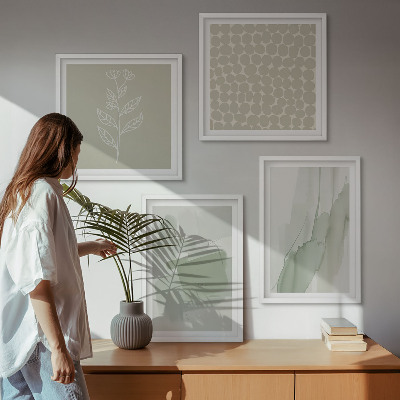 Set of 4 wall art pieces Abstract watercolor plants