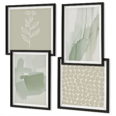 Set of 4 wall art pieces Abstract watercolor plants