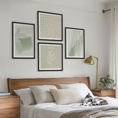 Abstract watercolor plants set of 4 wall art pieces