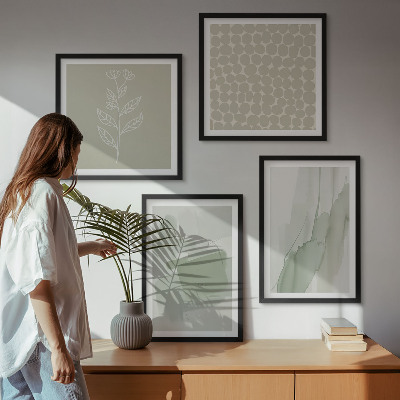 Set of 4 wall art pieces Abstract watercolor plants