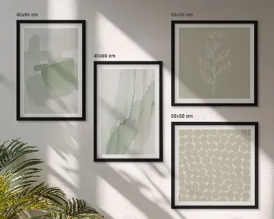 Abstract watercolor plants set of 4 wall art pieces