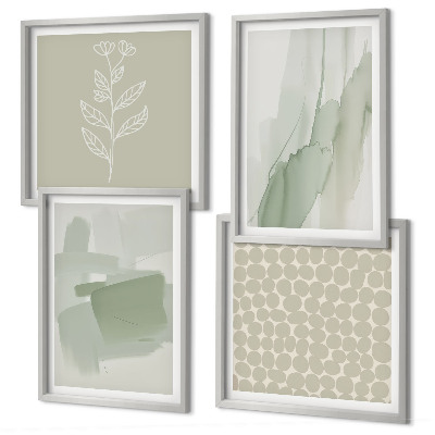 Set of 4 wall art pieces Abstract watercolor plants