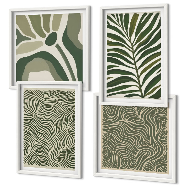 Multi-piece wall decor set Leaf patterns and wavy shapes