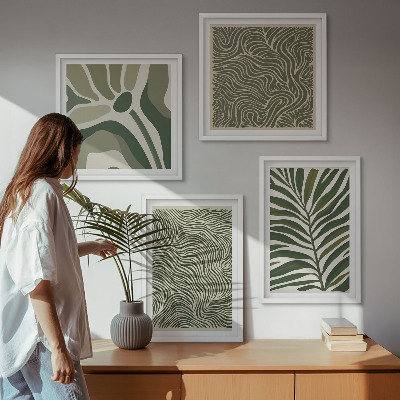 Multi-piece wall decor set Leaf patterns and wavy shapes