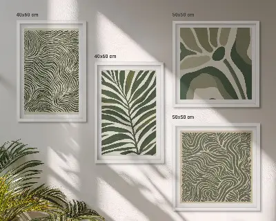 Multi-piece wall decor set with leaf patterns and wavy shapes