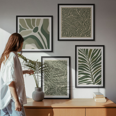 Multi-piece wall decor set Leaf patterns and wavy shapes