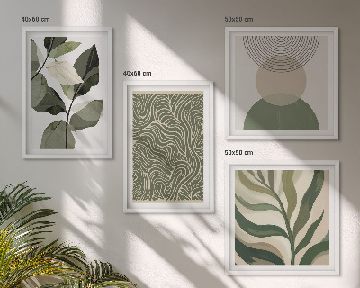 Wall art set Leaves geometric shapes abstract