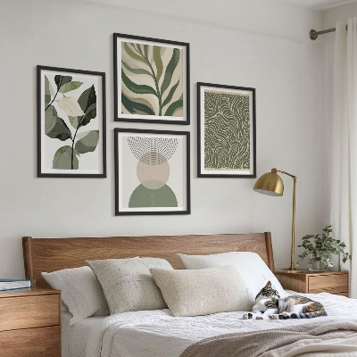 Wall art set Leaves geometric shapes abstract