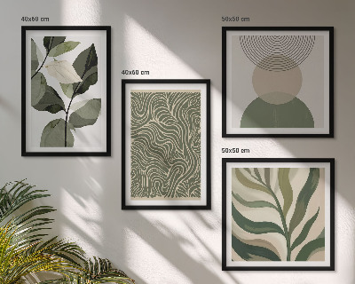 Wall art set Leaves geometric shapes abstract