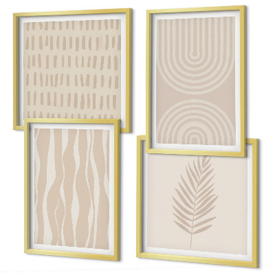 Set of 4 wall art pieces Beige plant patterns