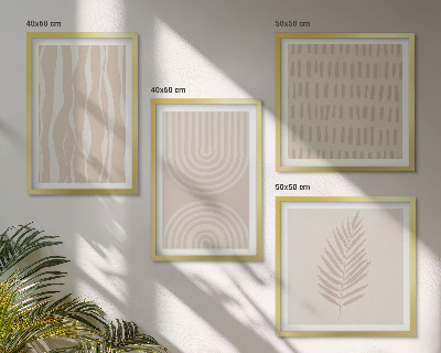 Set of 4 wall art pieces Beige plant patterns