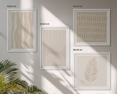Set of 4 wall art pieces Beige plant patterns