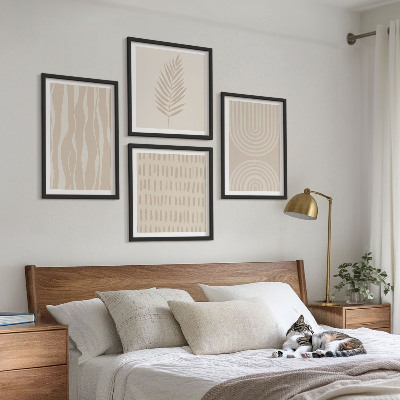 Set of 4 wall art pieces Beige plant patterns