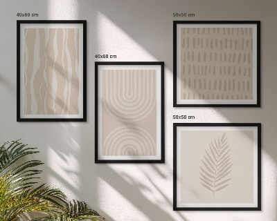Set of 4 wall art pieces Beige plant patterns