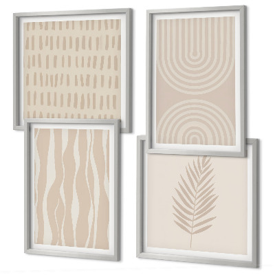 Set of 4 wall art pieces Beige plant patterns