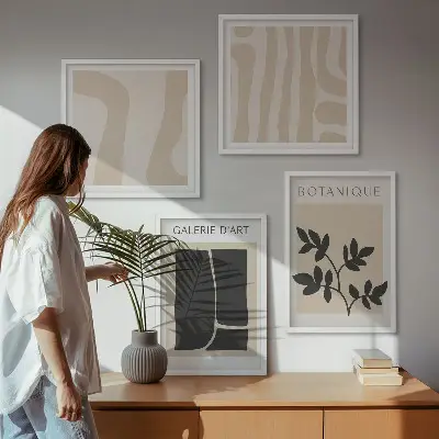 Wall art set with abstract plant motifs
