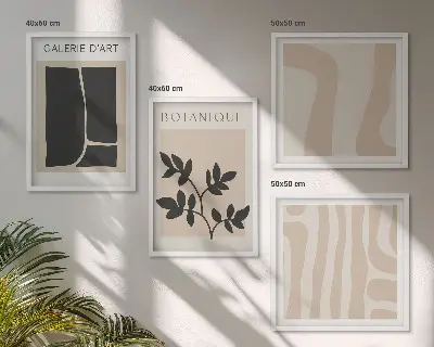 Wall art set with abstract plant motifs