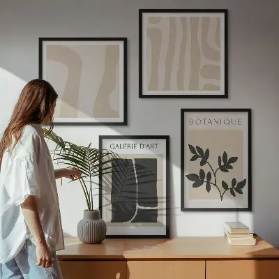 Wall art set with abstract plant motifs