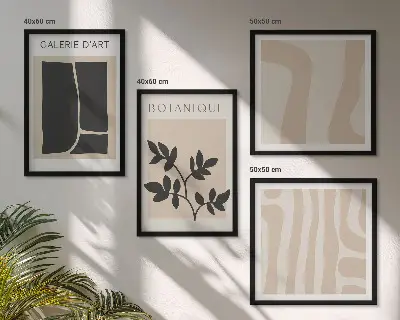 Wall art set with abstract plant motifs