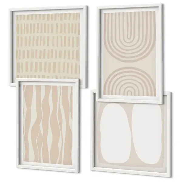 Abstract boho pattern wall art set of 4 pieces