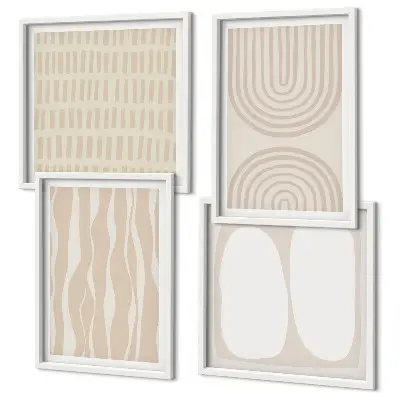 Abstract boho pattern wall art set of 4 pieces