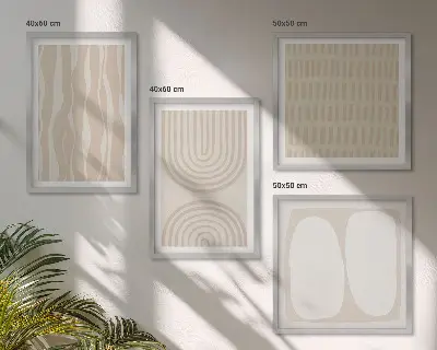 Abstract boho pattern wall art set of 4 pieces