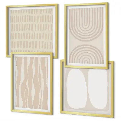 Abstract boho pattern wall art set of 4 pieces
