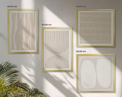 Abstract boho pattern wall art set of 4 pieces