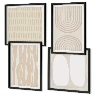 Abstract boho pattern wall art set of 4 pieces