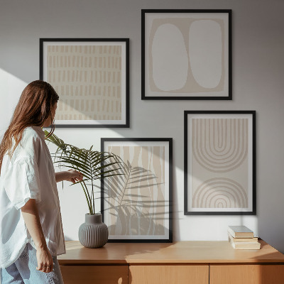 Set of 4 wall art pieces Abstract boho patterns shapes