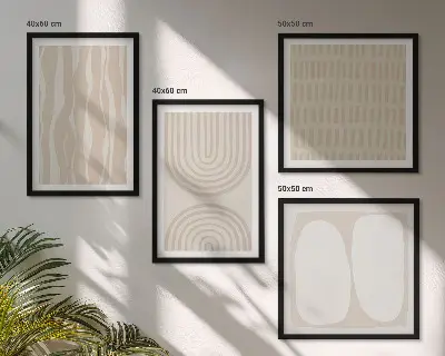 Abstract boho pattern wall art set of 4 pieces