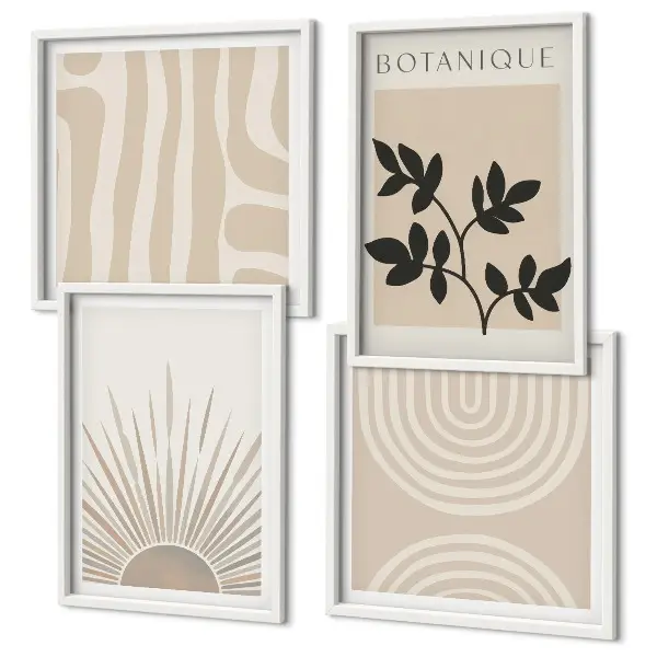 Multi-piece wall decor set with abstract plant patterns