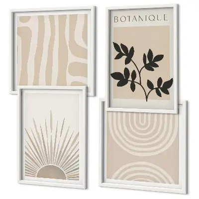 Multi-piece wall decor set with abstract plant patterns