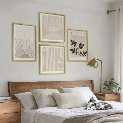 Multi-piece wall decor set with abstract plant patterns