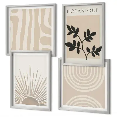 Multi-piece wall decor set with abstract plant patterns