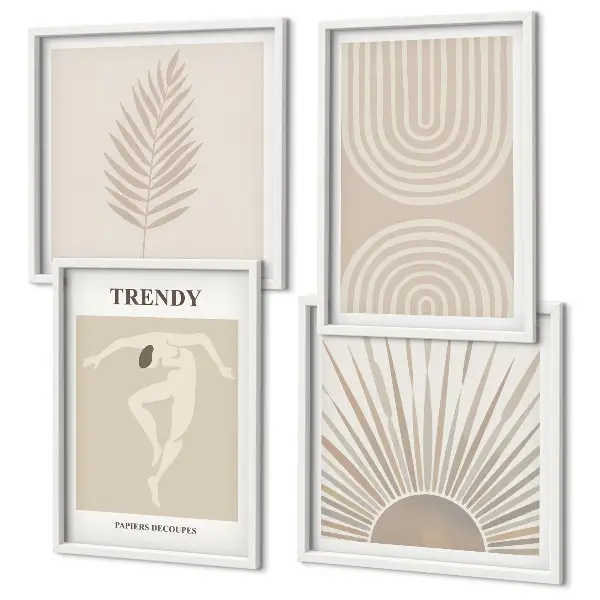 Pastel boho abstract wall art set posters