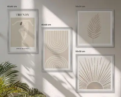 Pastel boho abstract wall art set posters