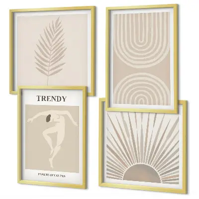 Pastel boho abstract wall art set posters