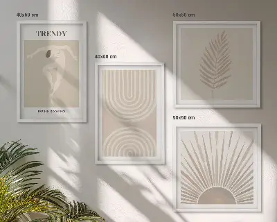Pastel boho abstract wall art set posters