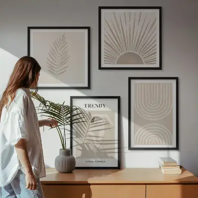 Pastel boho abstract wall art set posters