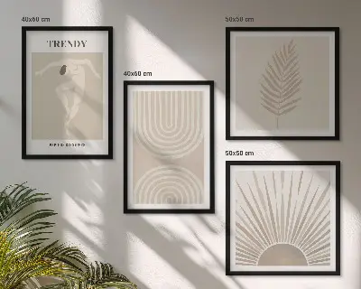 Pastel boho abstract wall art set posters