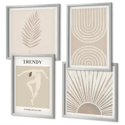 Pastel boho abstract wall art set posters