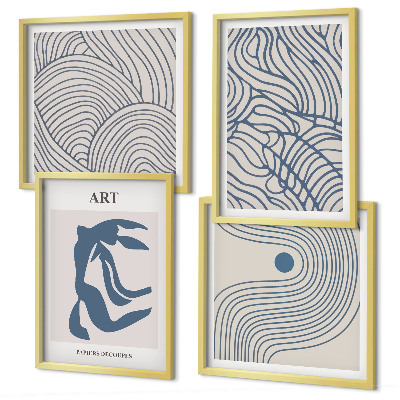 Wall art set Abstract blue lines