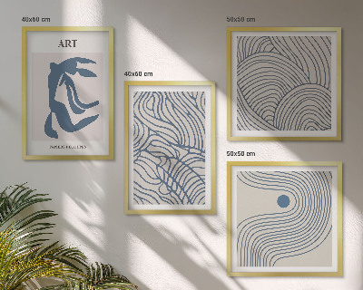 Wall art set Abstract blue lines