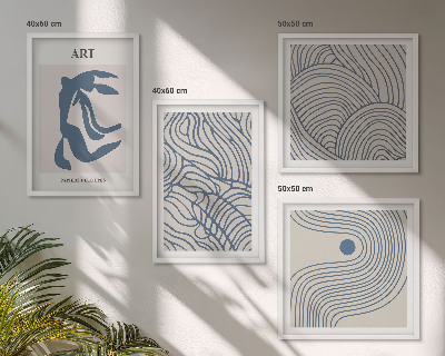 Wall art set Abstract blue lines